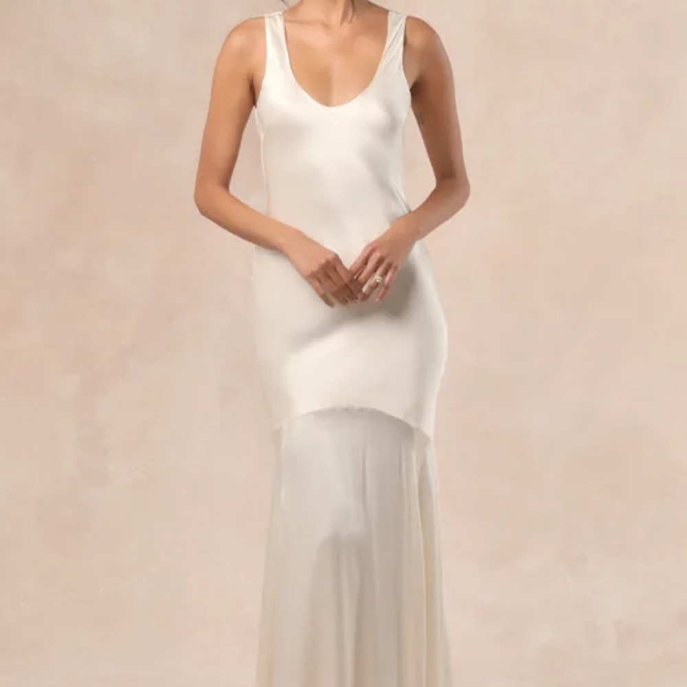 Lulu's Ivory Satin Dress